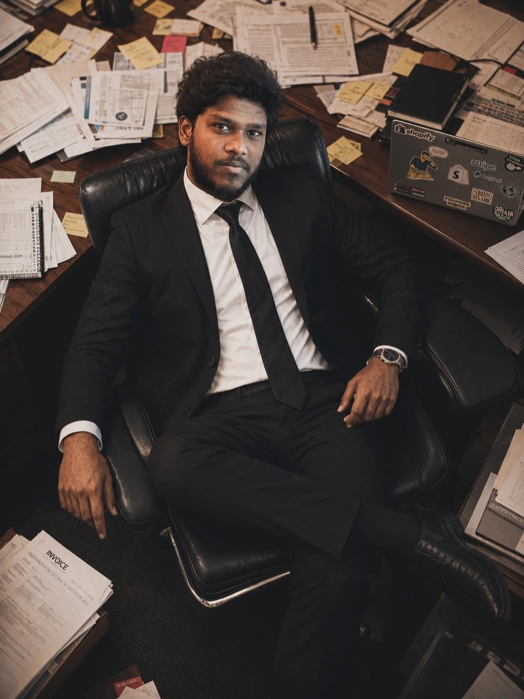 Manoj Chandran seated in his office